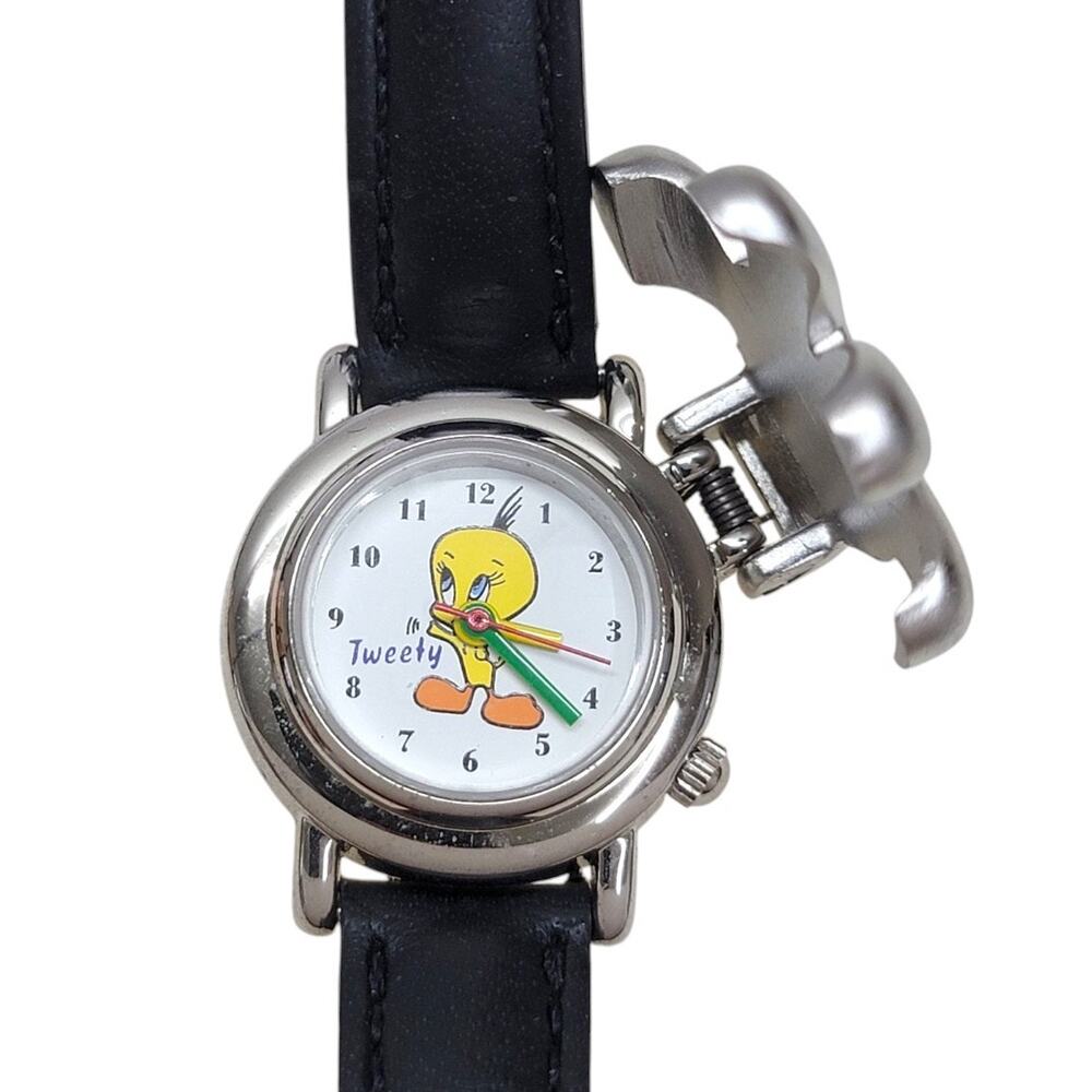 Vintage 1997 Tweety Bird Flip Glove Watch Looney Tunes Warner Bros Working